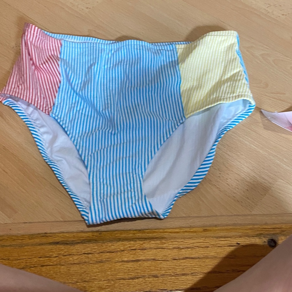 Lands' End Blue and White Striped Bikini Bottom